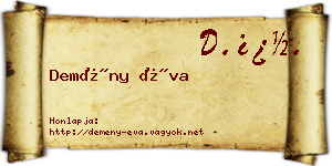 Demény Éva névjegykártya